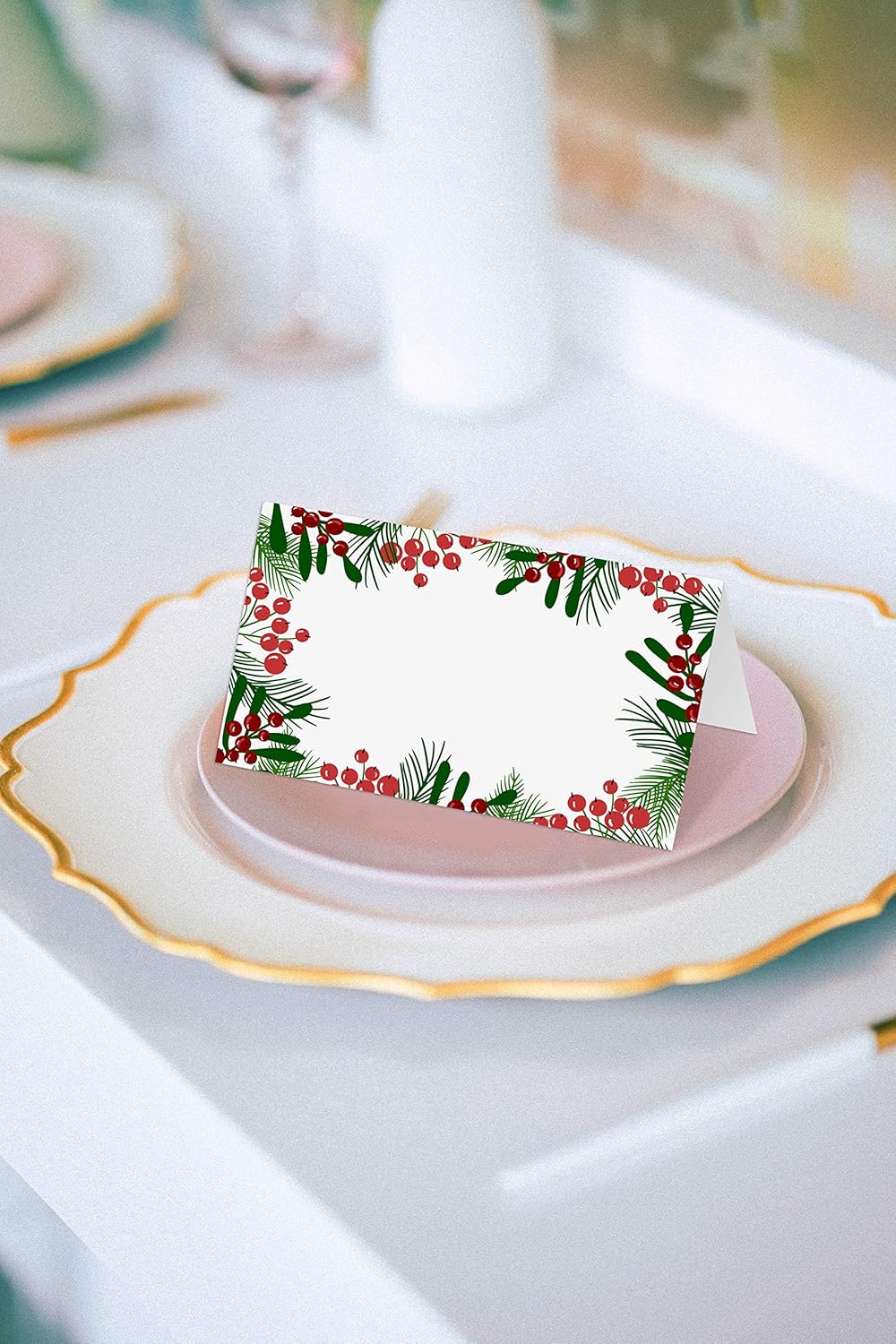 Tarjetas de lugar para fiestas de Navidad, tarjetas editables con nombre, tarjetas de lugar de asiento para mesas, tarjetas estilo tienda de campaña