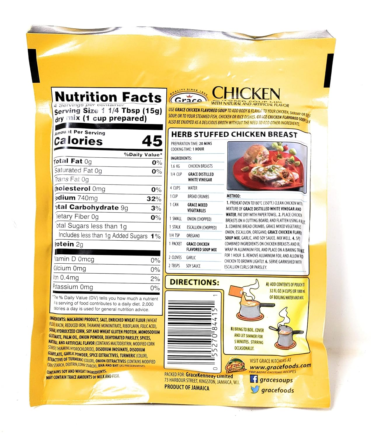 Grace Mezcla de sopa con sabor a pollo estilo campestre sazonada (paquete de 6, total de 12.70 oz)