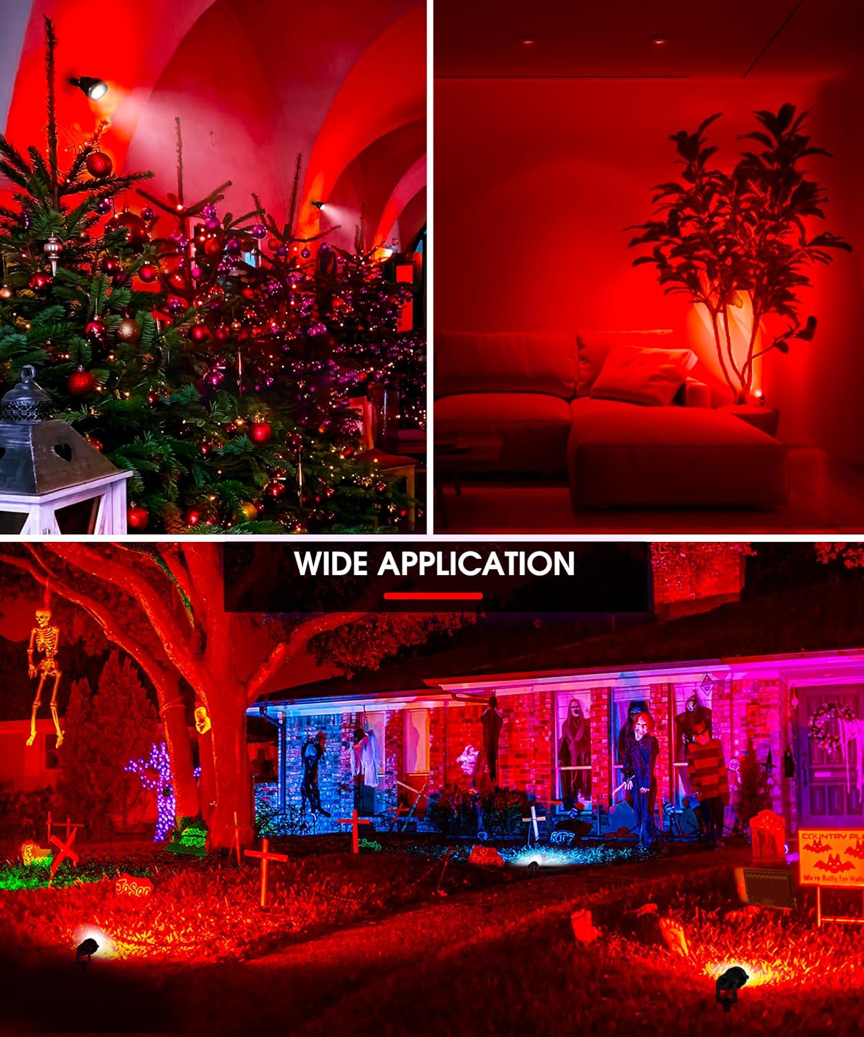 LOHAS – Foco rojo para exteriores, luces LED rojas para patio, encendido y apagado automático de 5 W 120 V, iluminación de paisaje para casa,