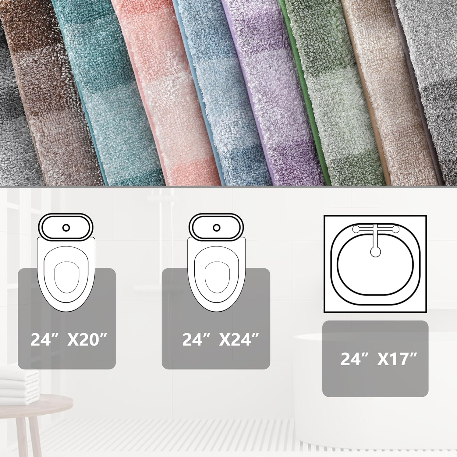 Yimobra Alfombras de lujo para inodoro en forma de U, esponjosas, extra suaves, absorbentes, de microfibra, para baño, para inodoro,