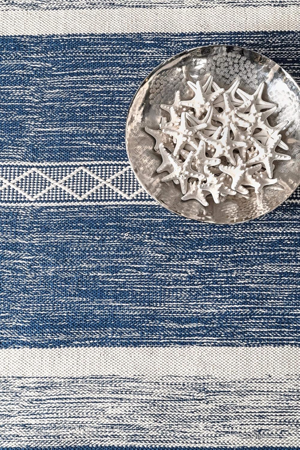 nuLOOM Alfombra Angela a rayas con flecos, 5 x 8 pies, azul