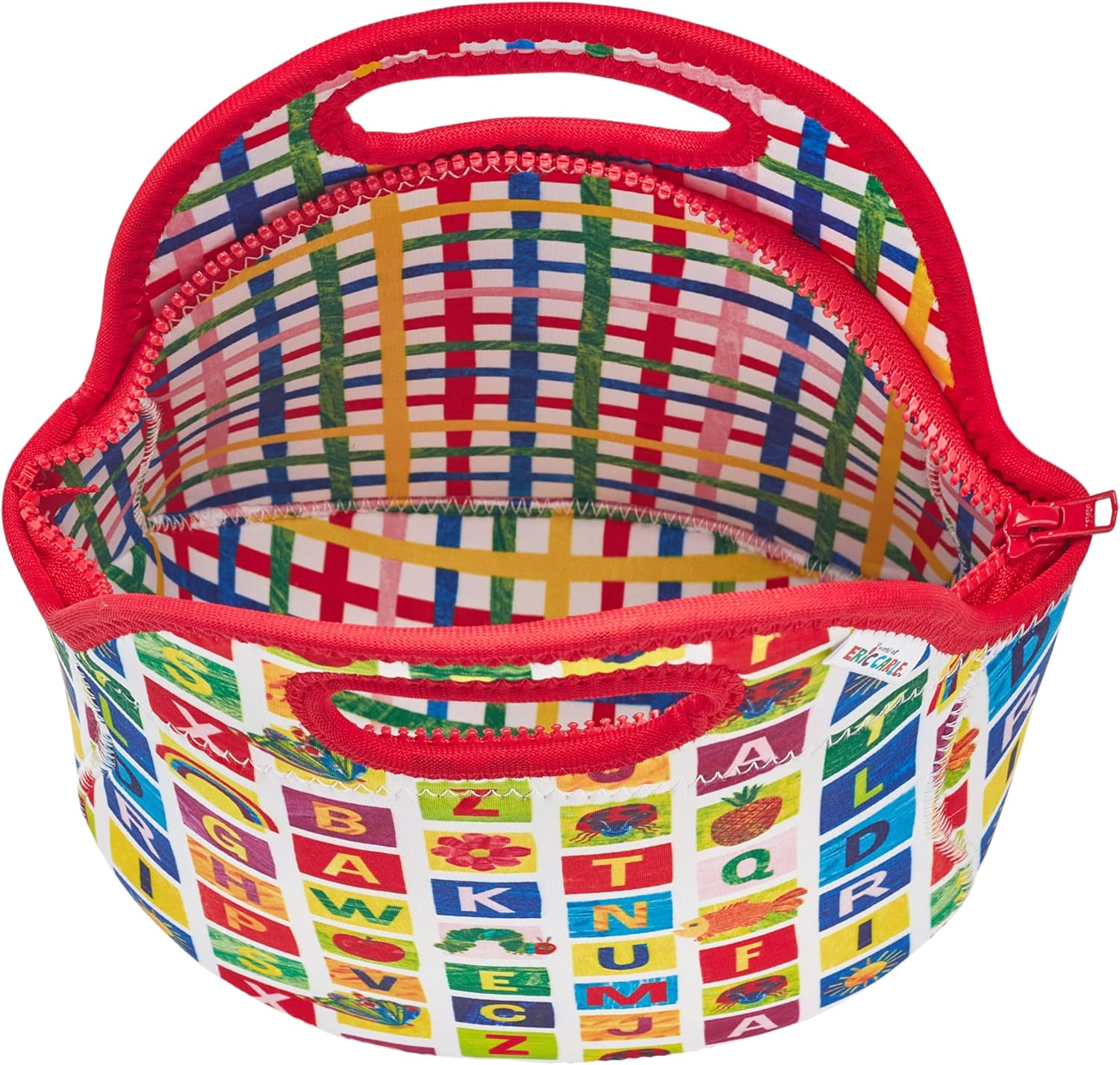 FUN KINS Lonchera aislada para niños, duradera, lavable a máquina, calidad premium, bolsillo interior y etiqueta de nombre, bolsa de almuerzo tamaño
