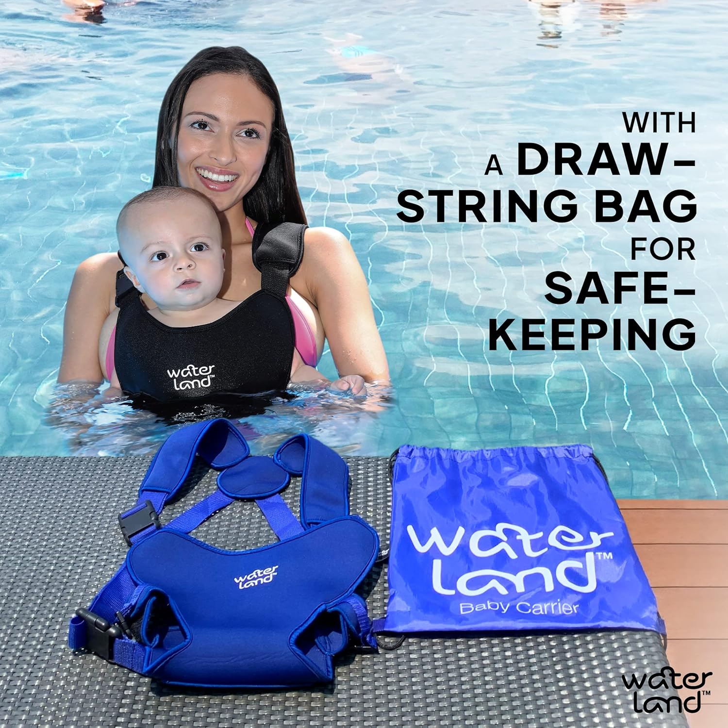 WaterLand Portabebés  Innovador portabebés que puedes utilizar tanto en agua como en tierra  Soporte impermeable para el pecho infantil con correas
