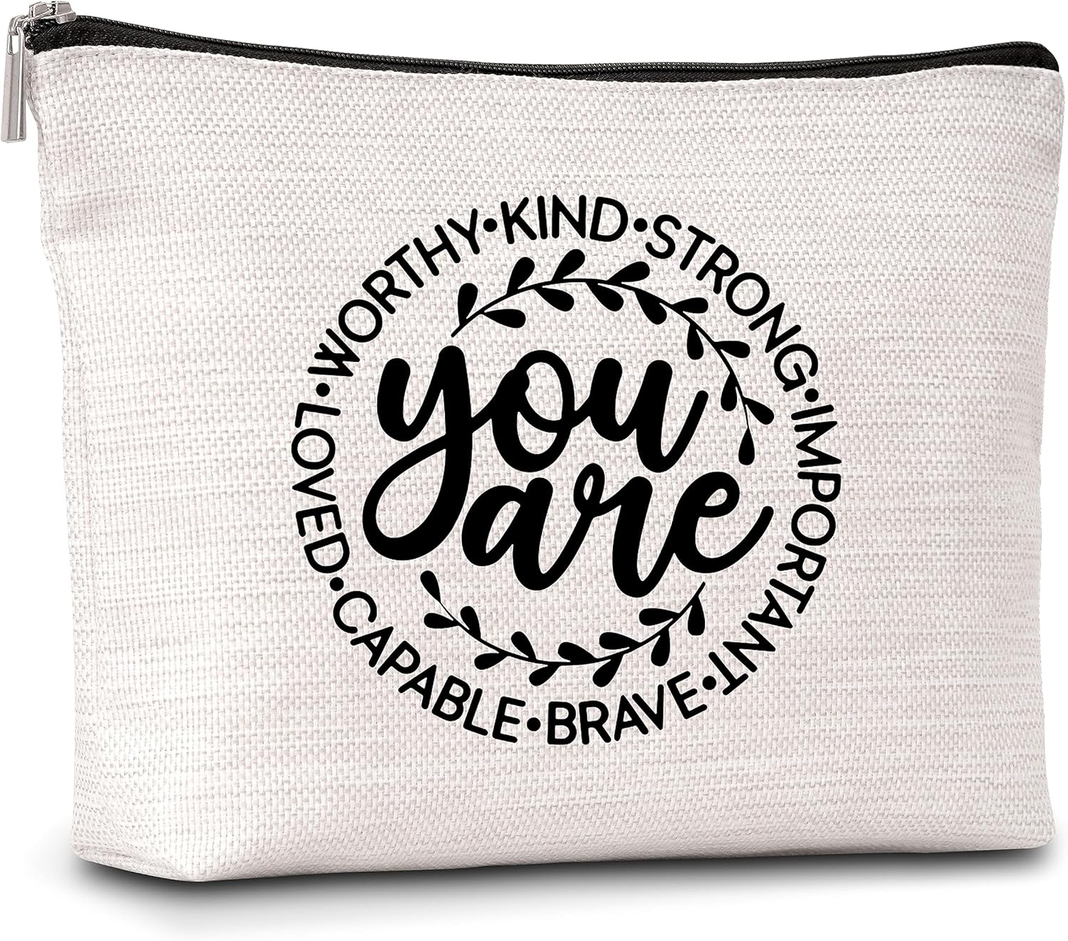 Bolsa de maquillaje inspiradora con texto en inglés “You are Brave Strong”, regalos para mujeres, amistad, viajes, neceseres para mujeres,