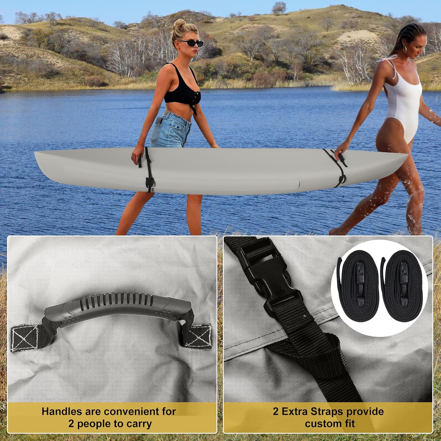 Funda para kayak 100% impermeable para almacenamiento al aire libre, solución teñida, a prueba de decoloración, protección para todo tipo de clima,