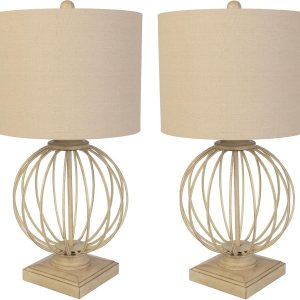 Lavish Home Juego de 2 lámparas de mesa – Lámparas modernas con puertos de carga USB y bombillas LED – para decoración de sala de estar, oficina o Lavish Home Juego de 2 lámparas de mesa – Lámparas modernas con puertos de carga USB y bombillas LED – para decoración de sala de estar, oficina o