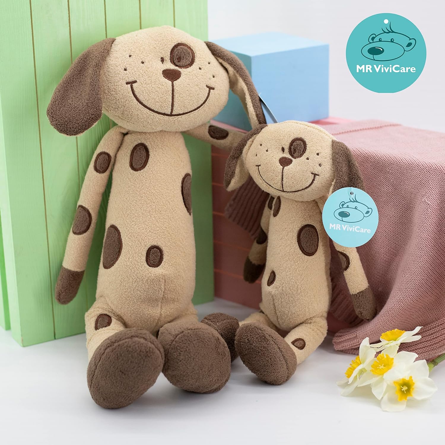 MR VIVICARE Juguete de peluche de perro de pie de 13 pulgadas, juguetes de peluche de perro de dibujos animados, animales de peluche para niños y