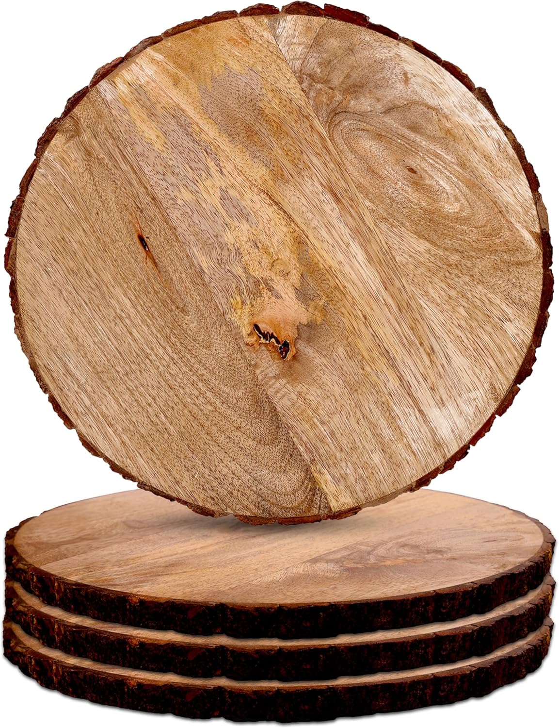 Wood Charger – Platos de 9 pulgadas, platos de aperitivo y platos llanos de corteza de madera, plato de almuerzo, colección de corteza, plato de