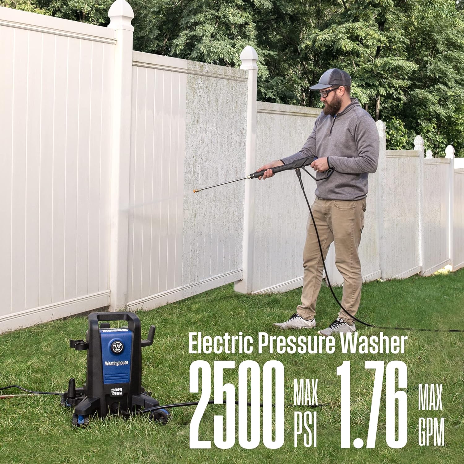 Westinghouse ePX3500 – Lavadora a presión eléctrica (2500 PSI) y limpiador de limpieza a presión Oxy Solve House y Siding (1 galón)