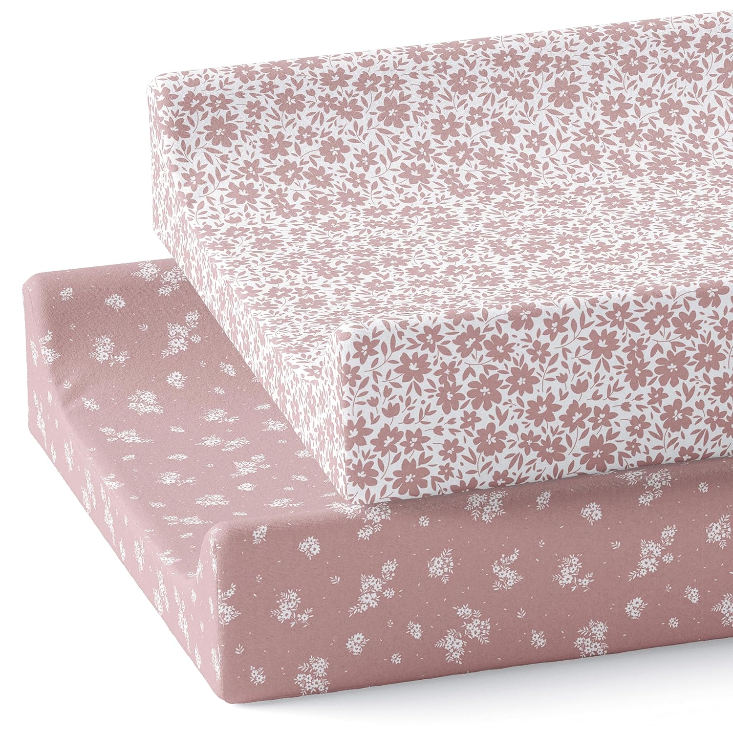 Juego de 2 fundas para cambiador (rosa antiguo)  Sábanas bajeras de primera calidad  Mezcla de algodón suave como la mantequilla