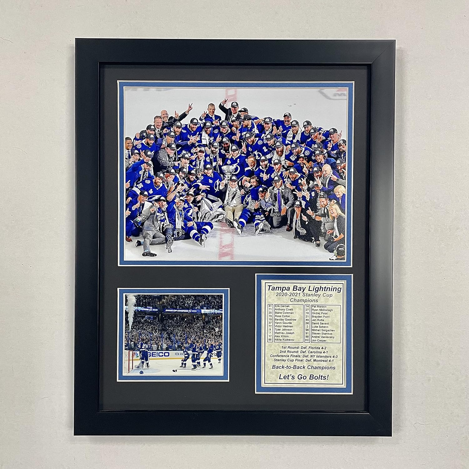 Tampa Bay Lightning  Campeones 2020-2021  Collage de fotos enmarcado de 12 x 15 pulgadas