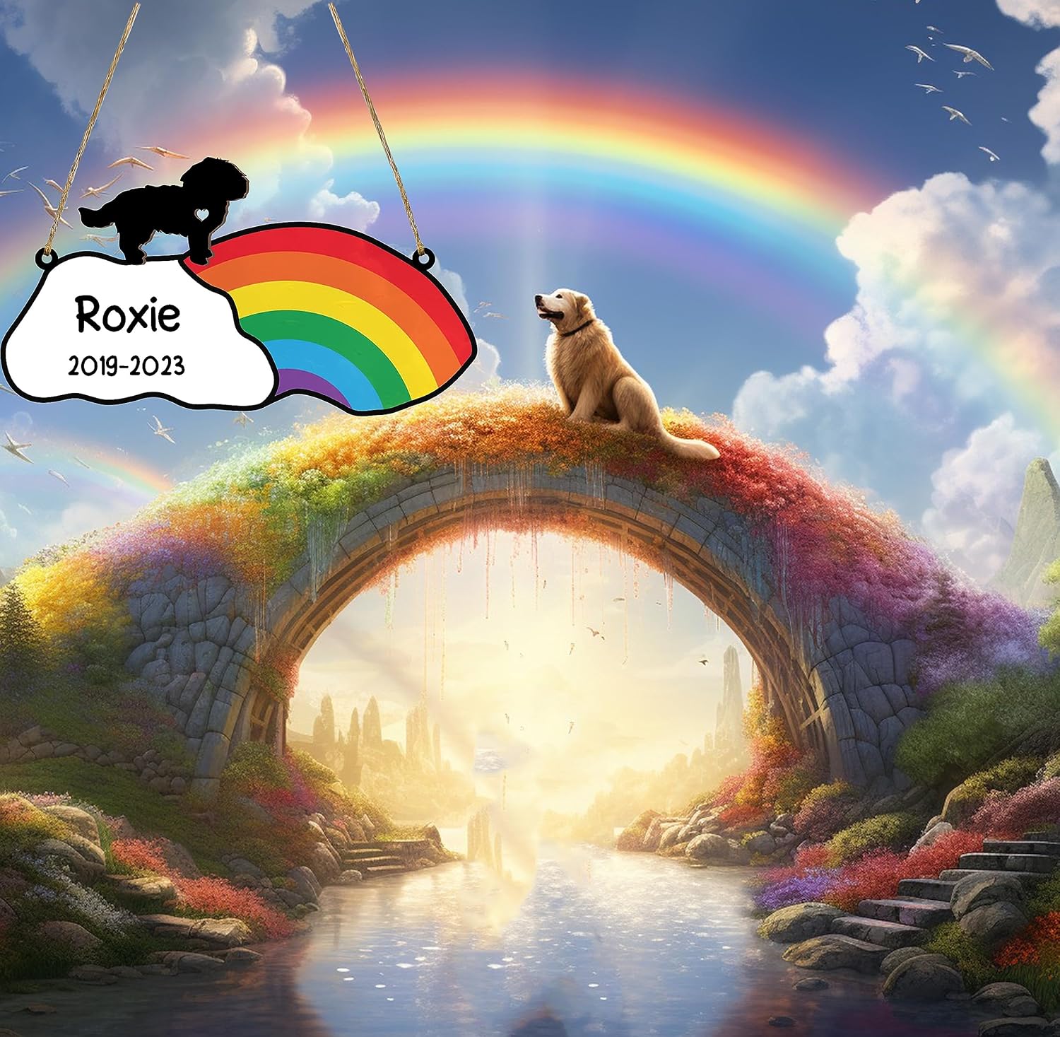 LOVELYPOD Rainbow Bridge – Regalos conmemorativos para mascotas, regalos conmemorativos para perros Pit Bull por pérdida de Pit Bull, regalo de
