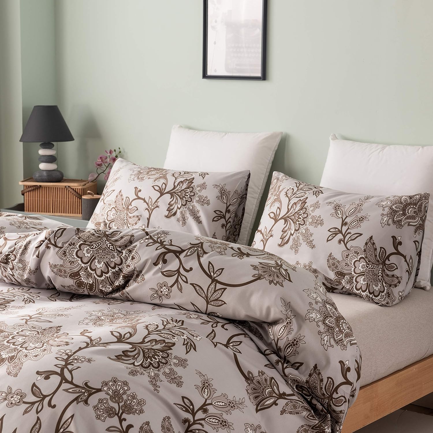 HSKIKWN Juego de funda de edredón floral de microfibra ligera de 68 x 90 pulgadas, suave, de lujo, de lujo, juego de ropa de cama de 2 piezas