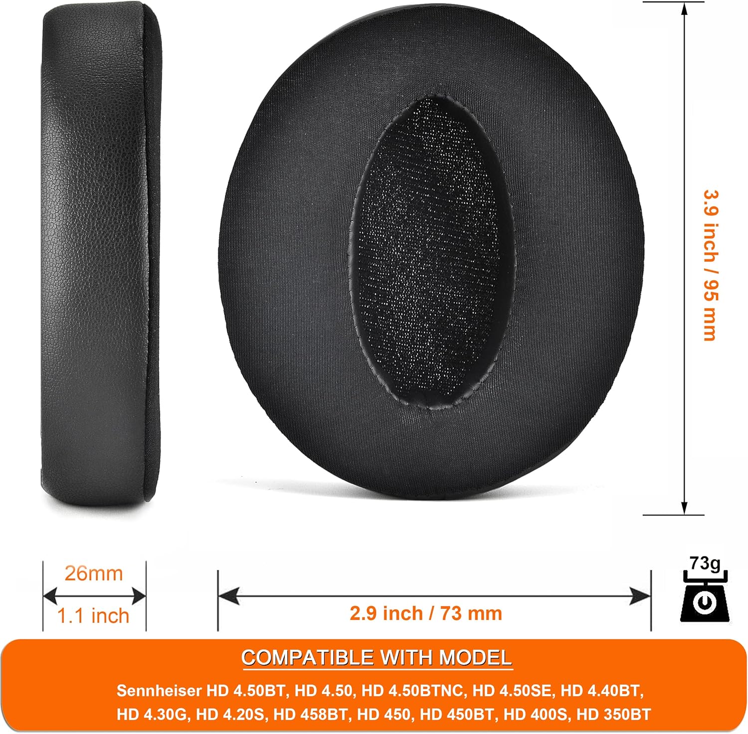 Almohadillas de repuesto compatibles con Sennheiser HD 4.50BT, HD 4.50, HD 4.50BTNC, HD 4.50SE, HD 4.40BT, HD 4.30G, HD 4.20S, HD 458BT, HD 450, HD