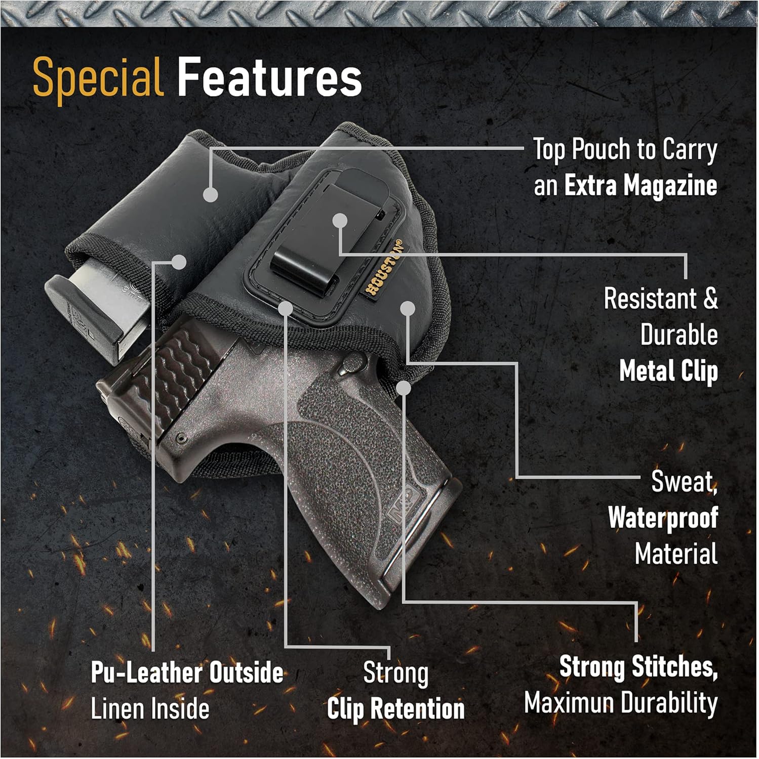 Houston – Funda de piel ecológica para pistola de Houston, compatible con Glock 262733, SHIELD 45, XD-S 45, TAURUS G3C Taurus PT 111G2C, XD 9 MOD