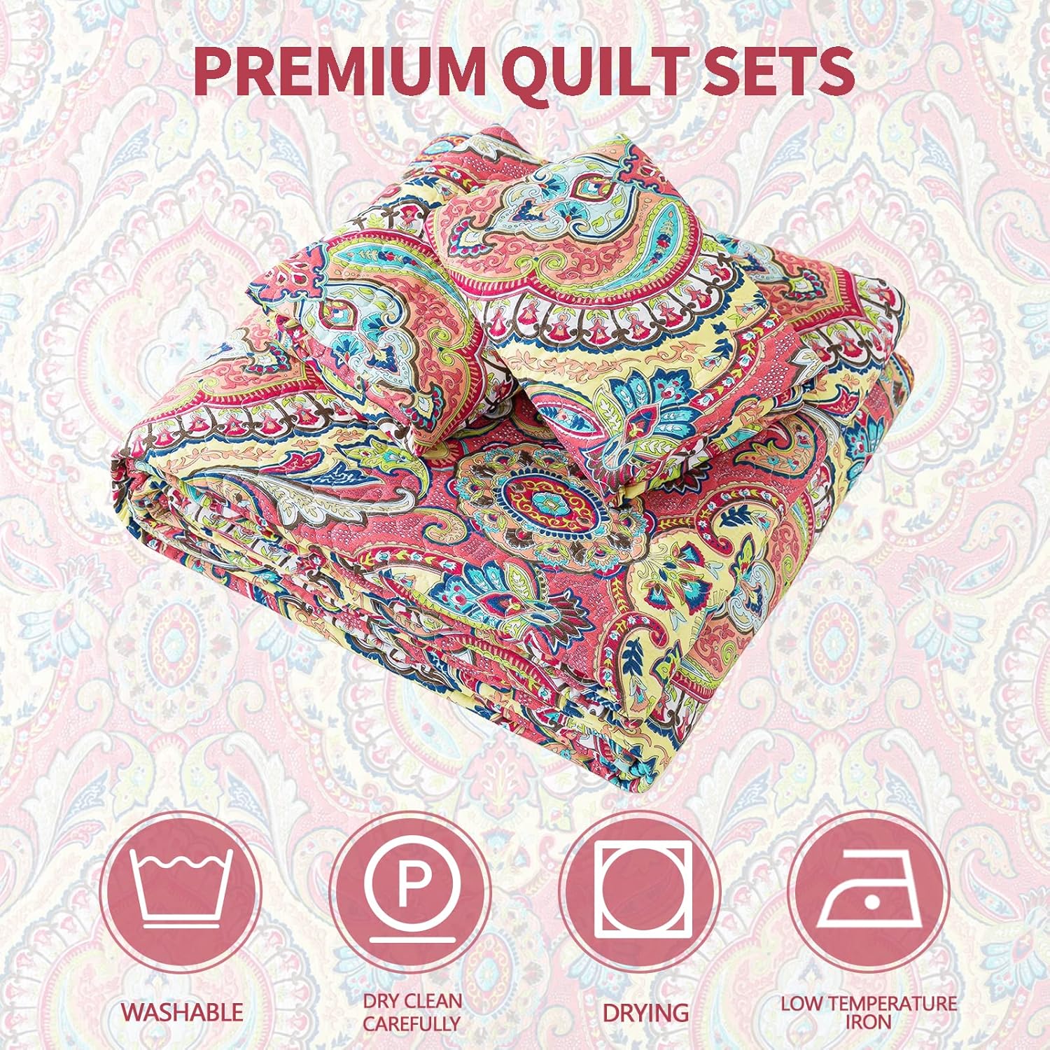 Juego de ropa de cama de microfibra tamaño Queen para cama, colcha reversible acolchada bohemia