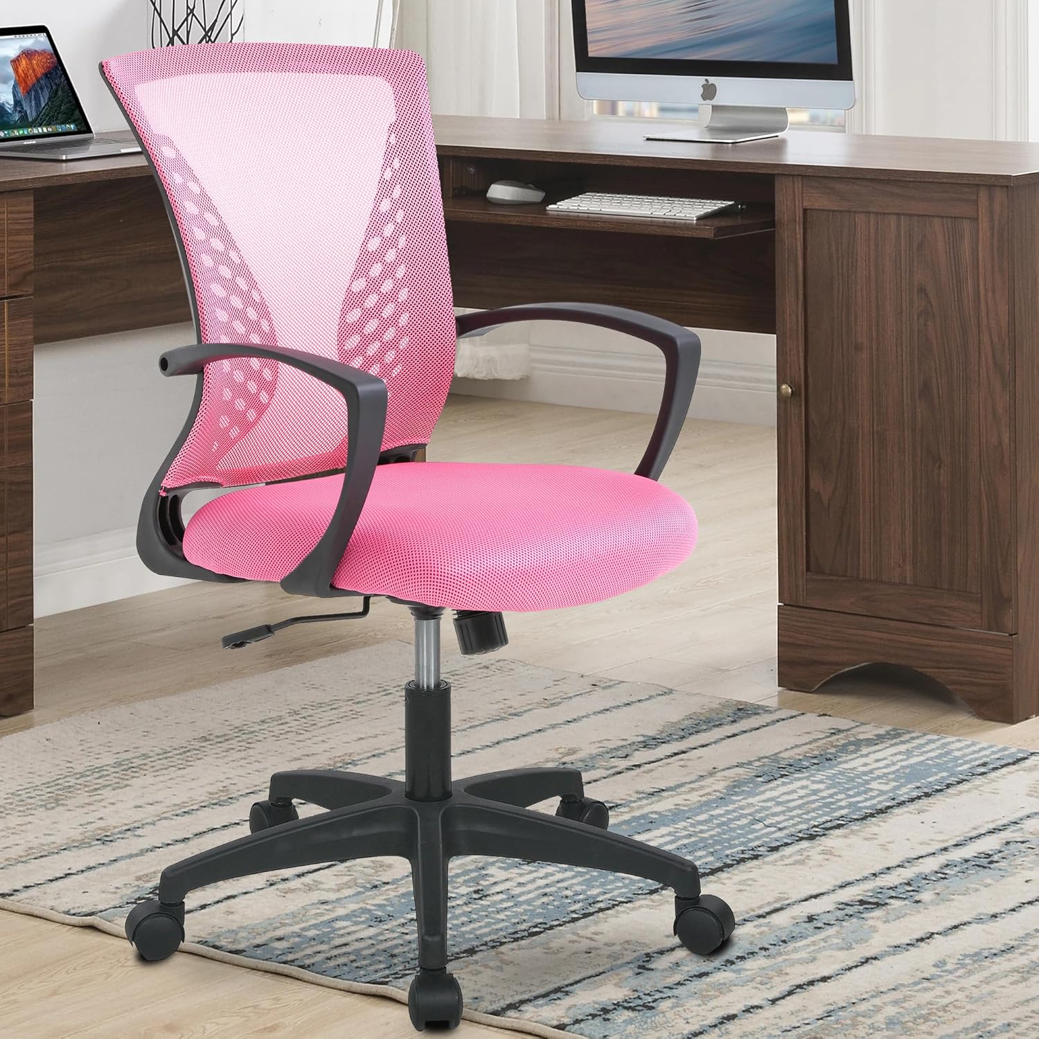 PayLessHere Silla de oficina, silla de escritorio, silla de computadora, silla ergonómica, malla ejecutiva ajustable, respaldo medio con ruedas
