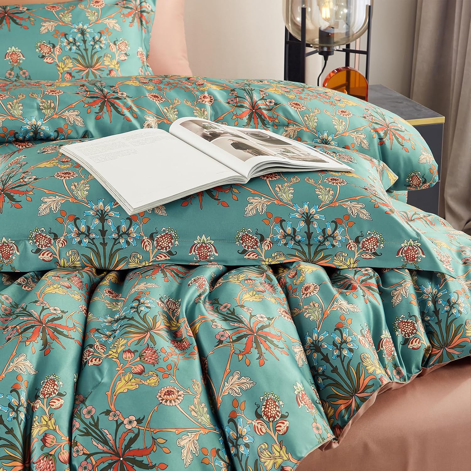 Cupocupa Juego de edredón queen edredón de 7 piezas para cama tamaño queen edredón ultrasuave y ligero queen juego de cama floral para todas las
