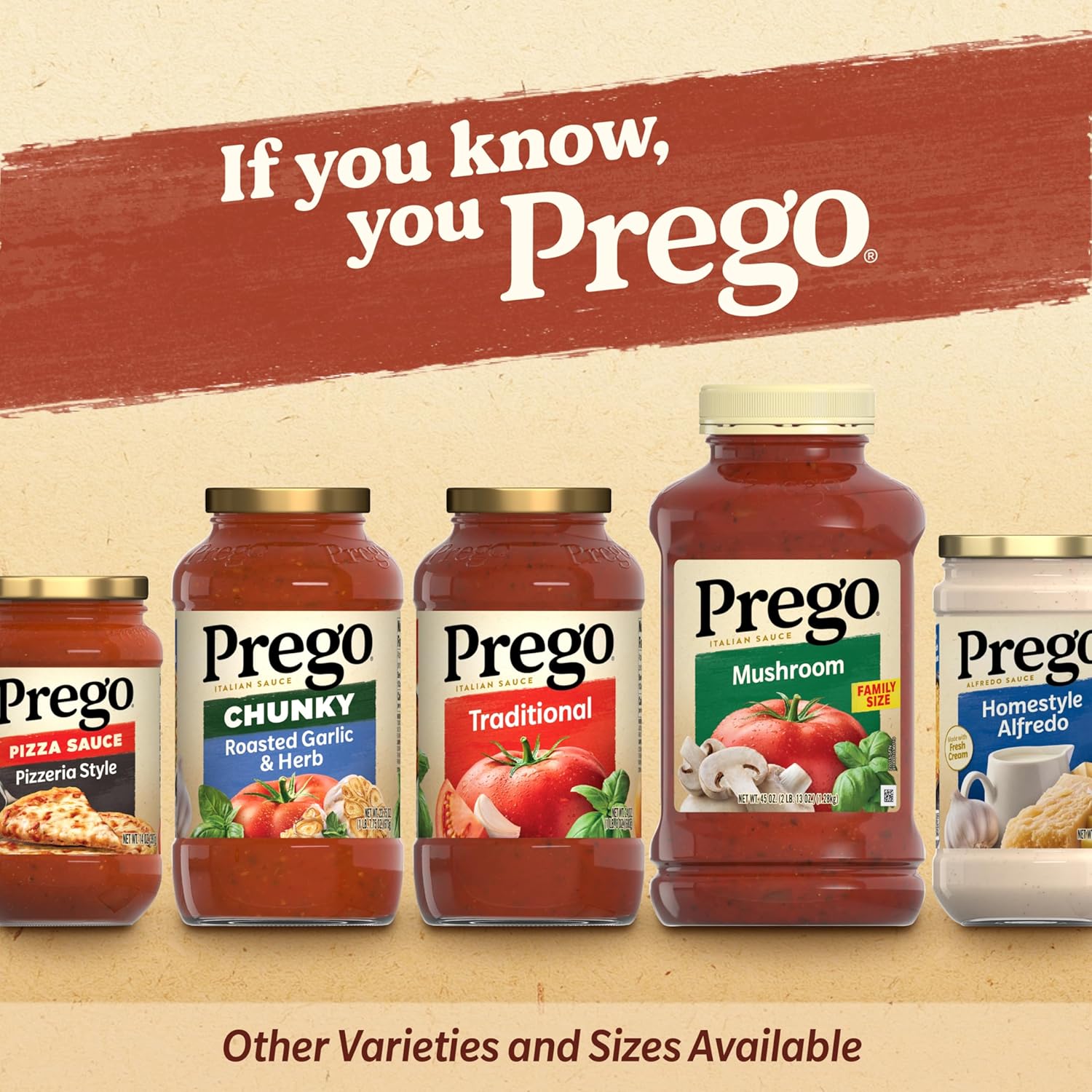 Prego Salsa italiana de pasta de tomate aromatizada con carne, tarro de 45 onzas