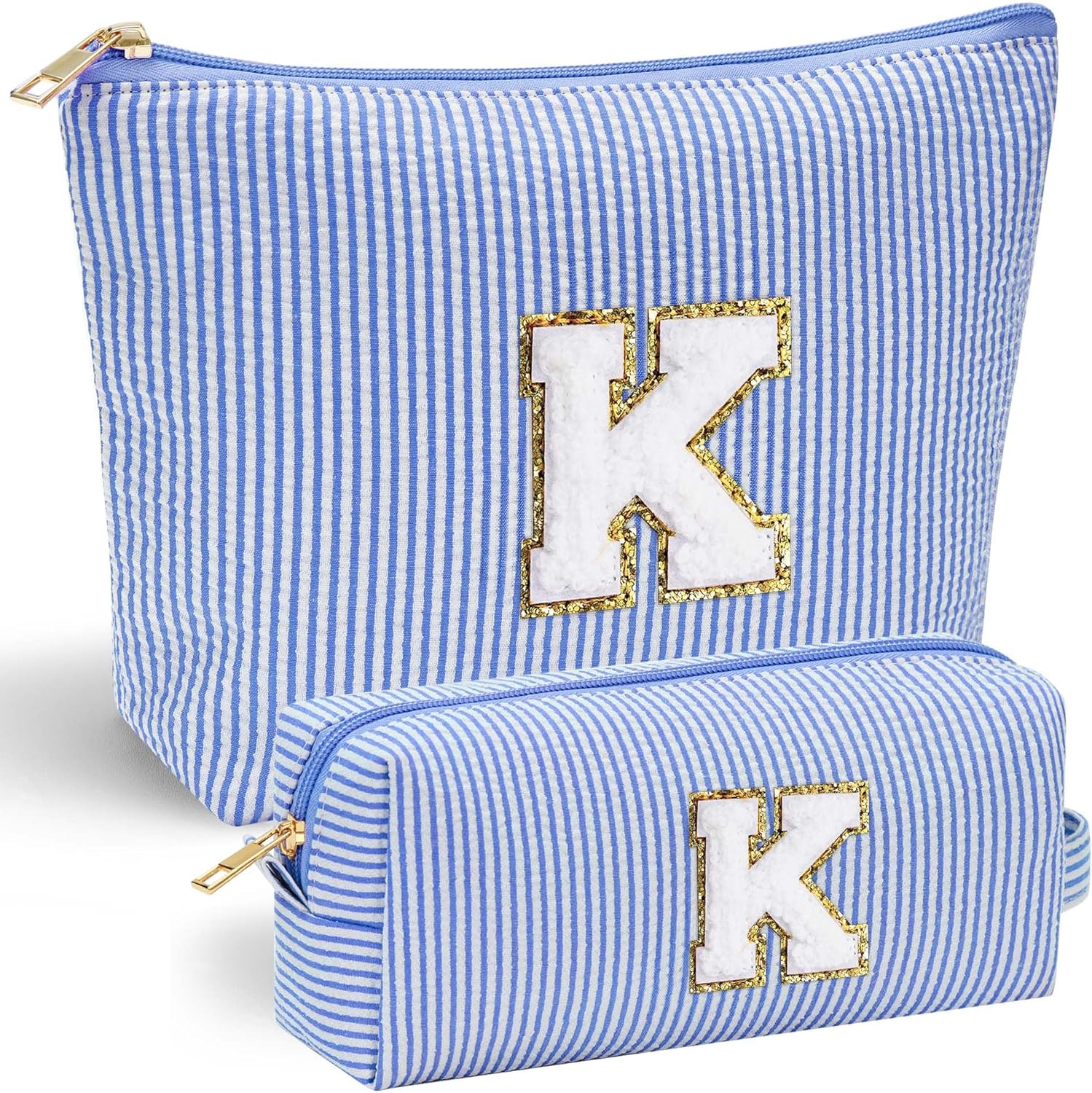 2 bolsas de maquillaje con inicial, bolsa de cosméticos, bolsa de maquillaje de viaje, regalos de cumpleaños personalizados para mujeres, mamá,