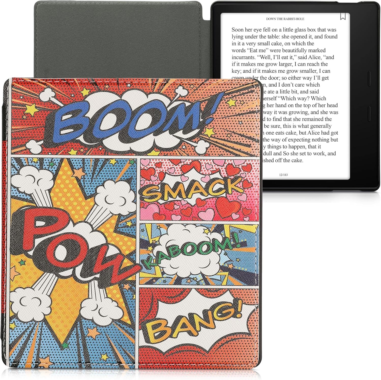 kwmobile Funda compatible con Tienda Kindle Oasis 10. Generation – Funda para lector electrónico – Símbolos de cómics multicolor
