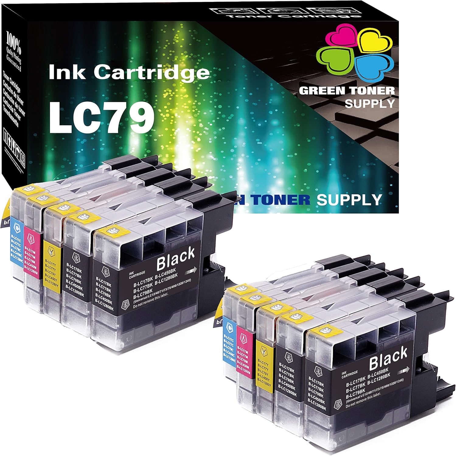 Paquete de 10 cartuchos de tinta compatibles con Brother LC79CL LC79 LC79 XXL LC79 XXL Super High Yield (grande negro) para impresora MFC-J6910CDW