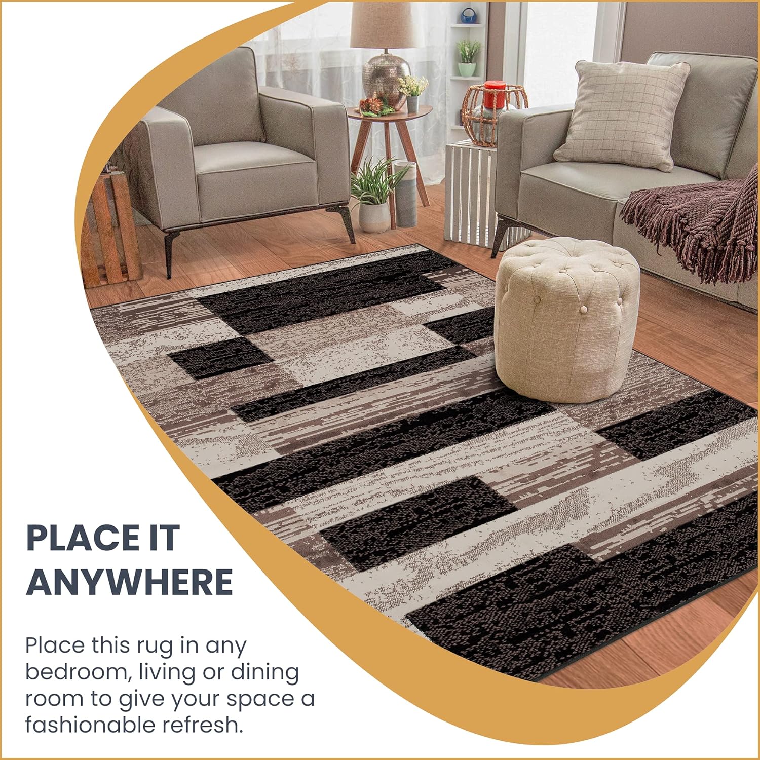 Superior – Alfombra de área para interiores, respaldo de yute, decoración moderna geométrica, dormitorio, oficina, sala de estar, entrada, suelos de
