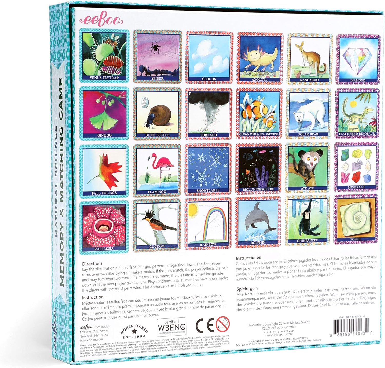 eeBoo Juego de memoria y juego de ciencias naturales, desarrollo y educativo, agudiza el reconocimiento, la concentración y la memoria, perfecto