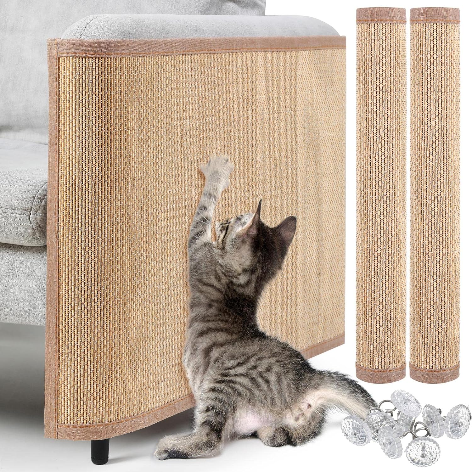 2 protectores de muebles de arañazos para gatos, protector de sofá, protector de sofá para gatos, almohadillas rascadoras para sofá, silla, fácil