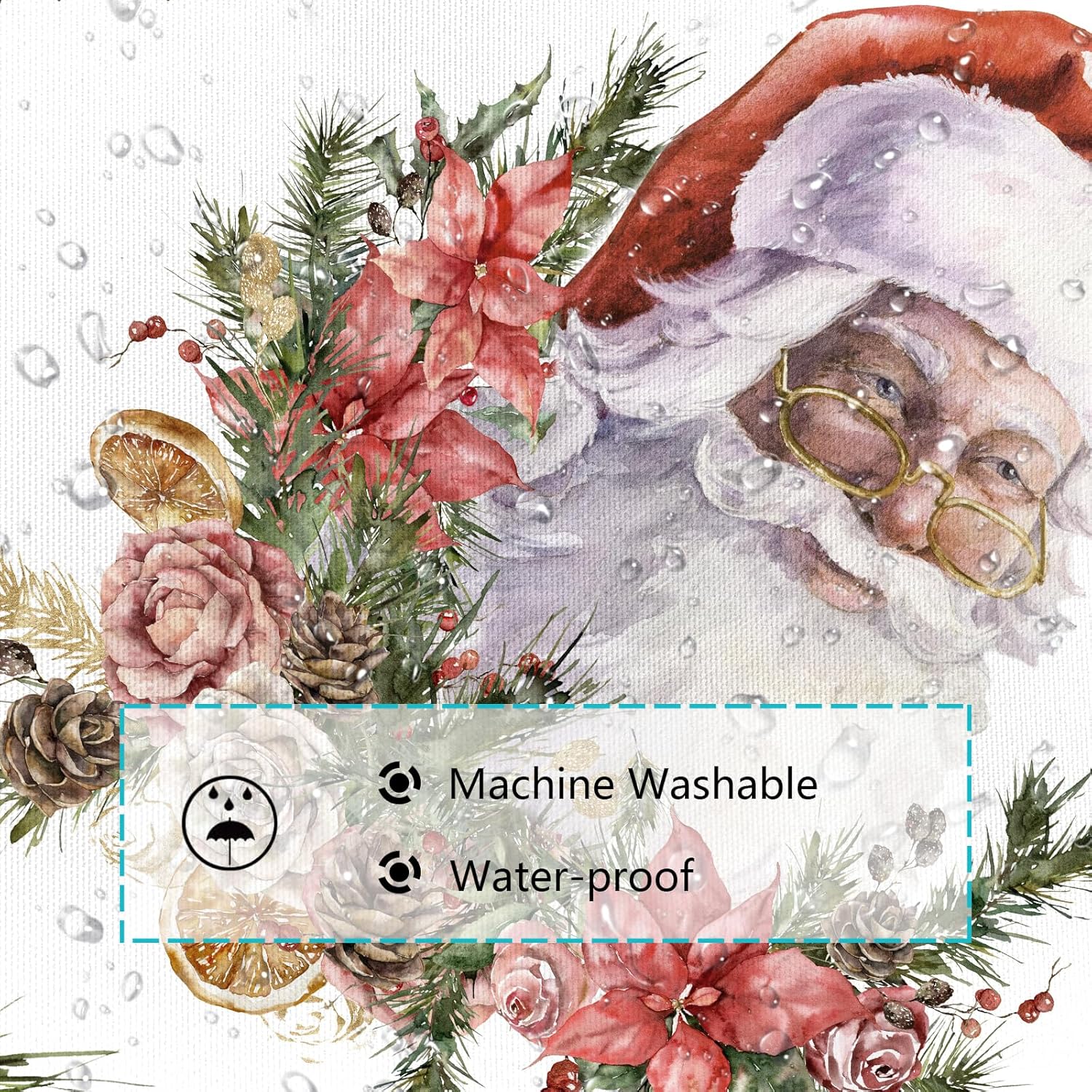 Juego de cortinas de ducha de Papá Noel, Año Nuevo, Navidad, Navidad, flor de pascua, curcianos de baño, tela impermeable, decoración de bañera,