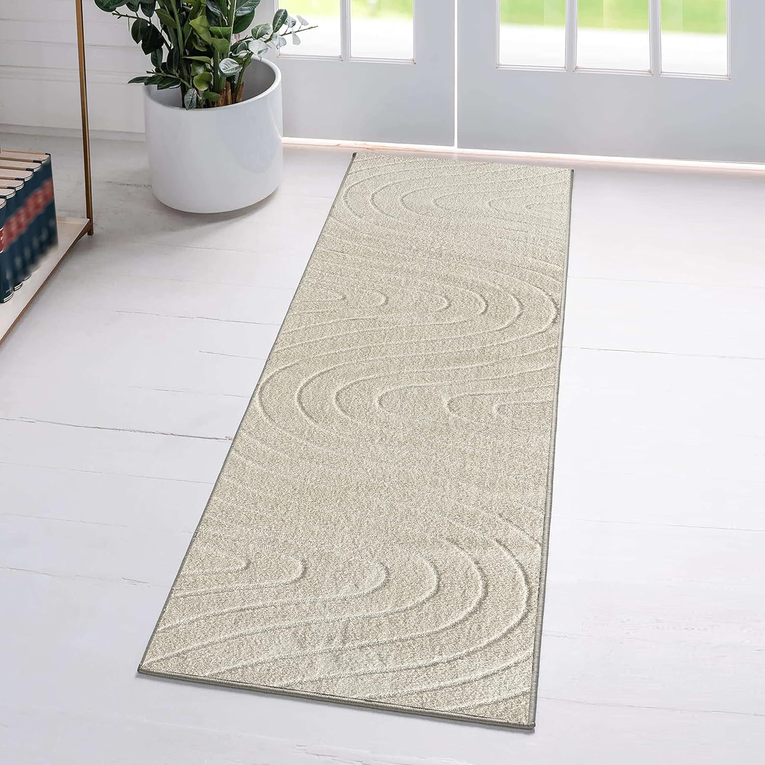 LUXE WEAVERS Alfombra moderna geométrica ondulada crema 2×8