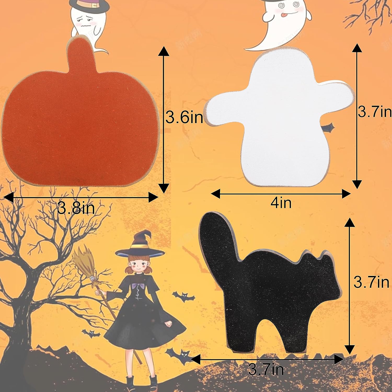 3 piezas de decoración de madera para Halloween, decoración de letrero de madera de calabaza, decoración de Halloween de granja, decoración de