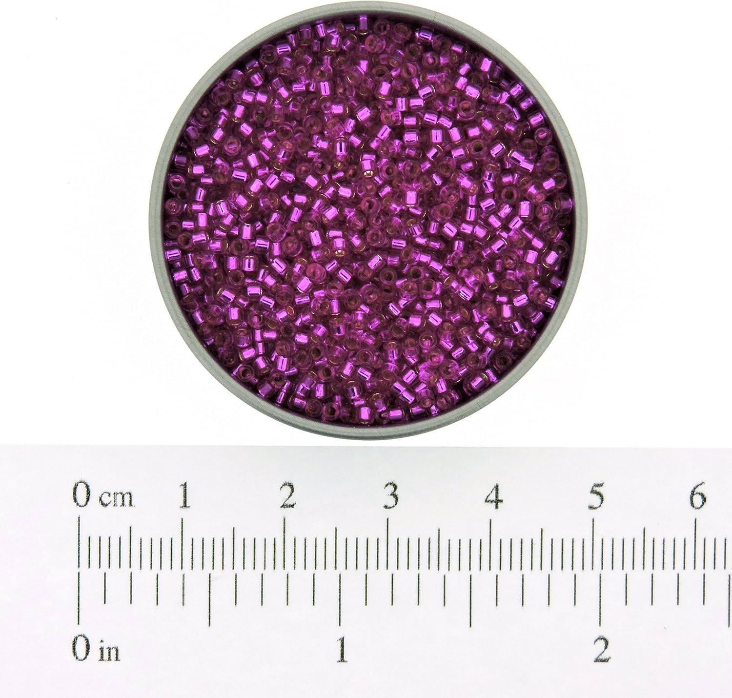 Miyuki Delica DB1340 – Cuentas de semillas teñidas 110 con forro plateado, fucsia brillante, 0.25 oz