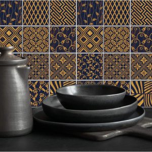 IRI-GIRI ArtDeco 1279-IG – Calcomanías adhesivas para pared (4 x 4 pulgadas), vinilo adhesivo decorativo para azulejos en muro, impermeable, IRI-GIRI ArtDeco 1279-IG – Calcomanías adhesivas para pared (4 x 4 pulgadas), vinilo adhesivo decorativo para azulejos en muro, impermeable,