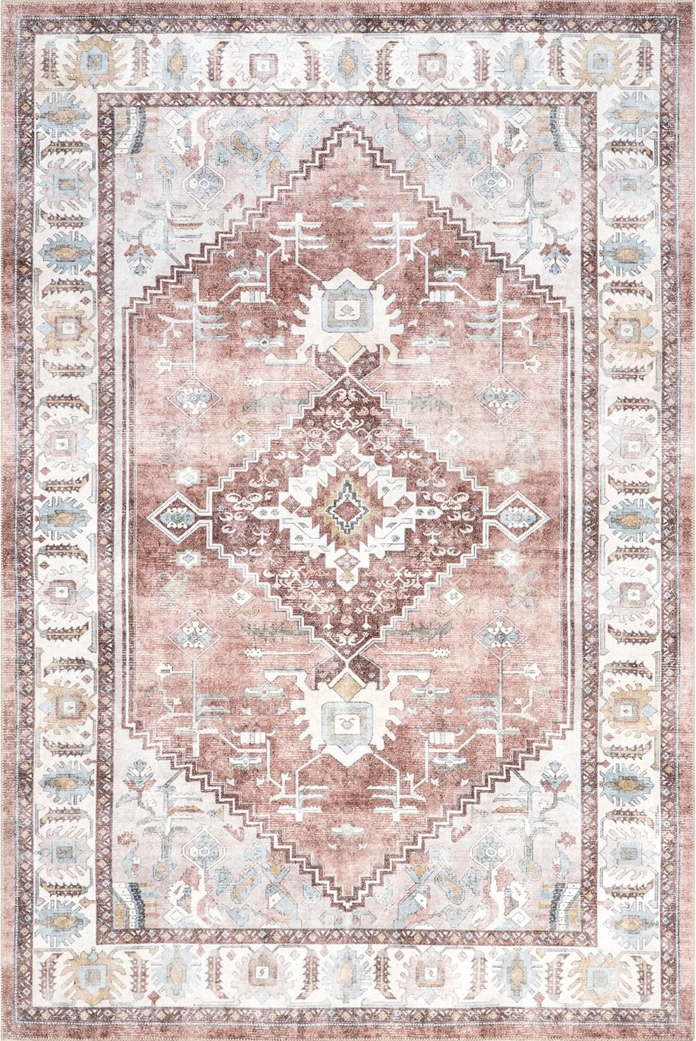 nuLOOM Lawrence – Alfombra tradicional ultrafina, lavable a máquina, 5 x 8 pulgadas, color rubor