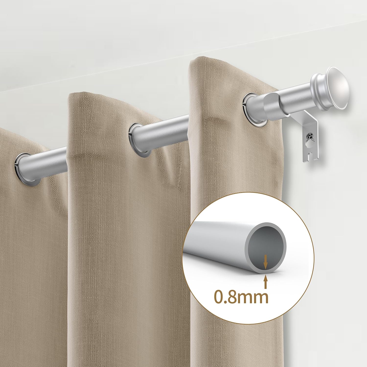Barras de cortina de níquel cepillado para ventanas de 30 a 88 pulgadas, 2 paquetes de barras de cortina decorativas de 58 pulgadas para dormitorio,