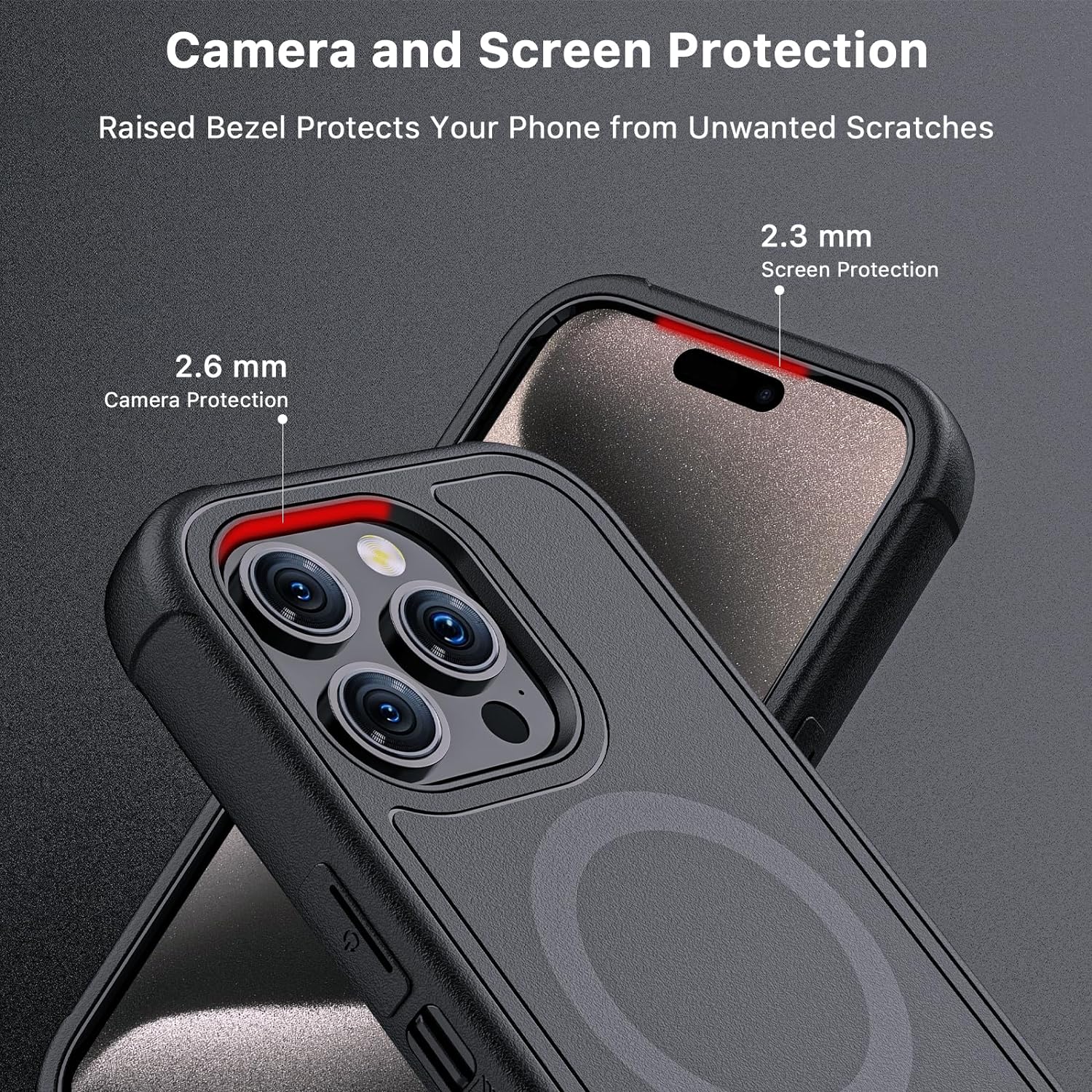 MYBAT PRO Maverick Series – Funda para iPhone 15 Pro Max con funda de clip para cinturón, compatible con MagSafe, con protector de pantalla,