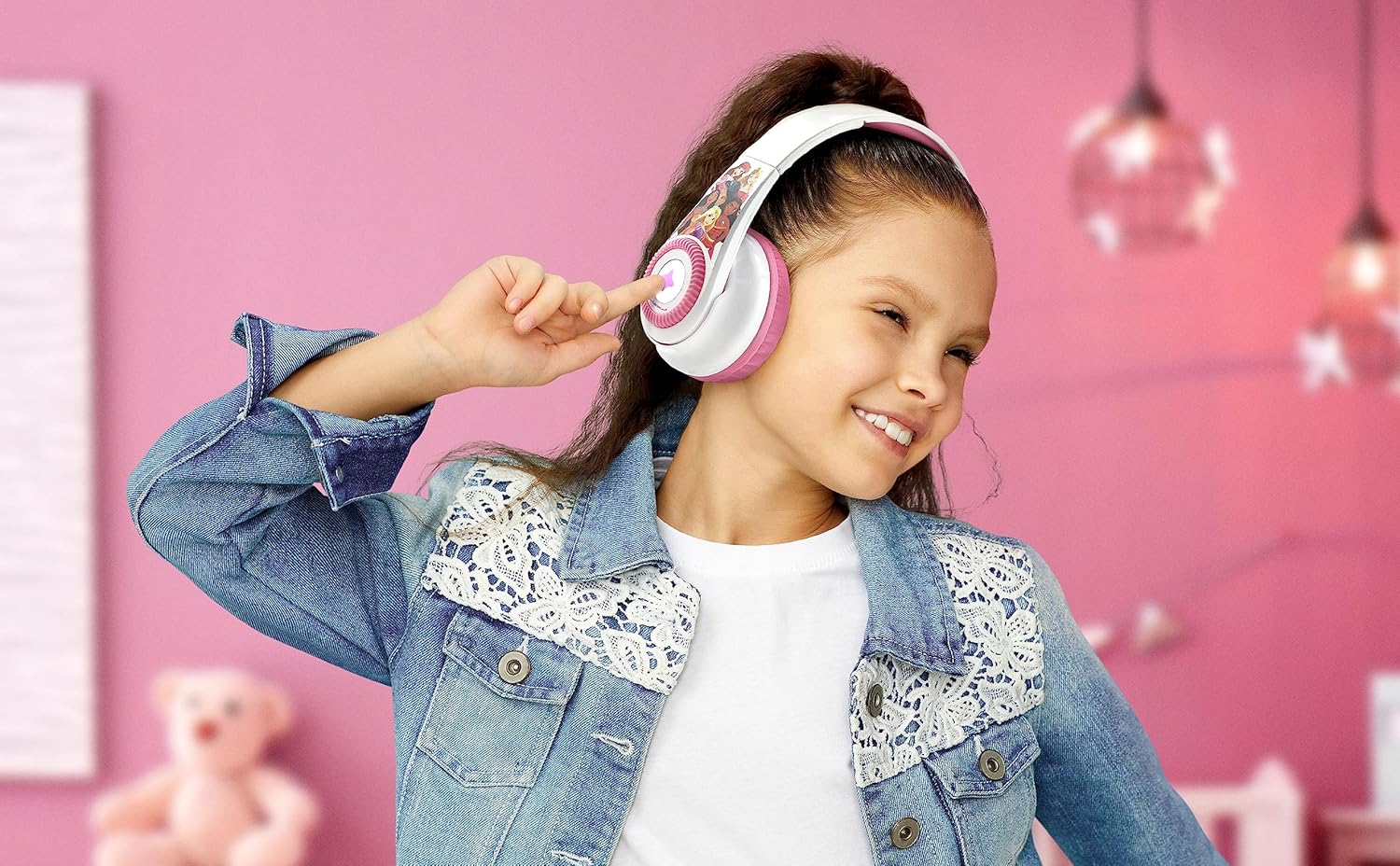 eKids Disney Princess – Auriculares Bluetooth con EZ Link+, auriculares inalámbricos con micrófono y cable de audio, auriculares para niños para