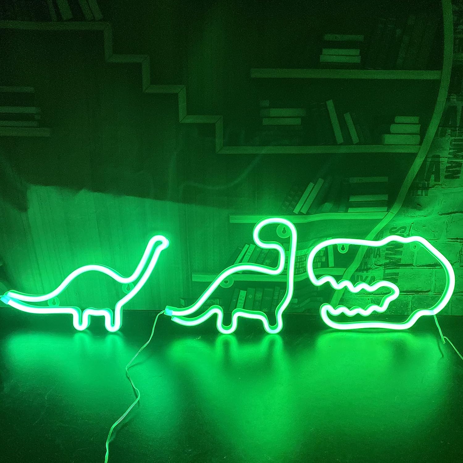 QiaoFei Letrero de neón de dinosaurio, luz nocturna para niños, lámpara LED de dinosaurio para decoración de pared, decoración de dormitorio, fiesta