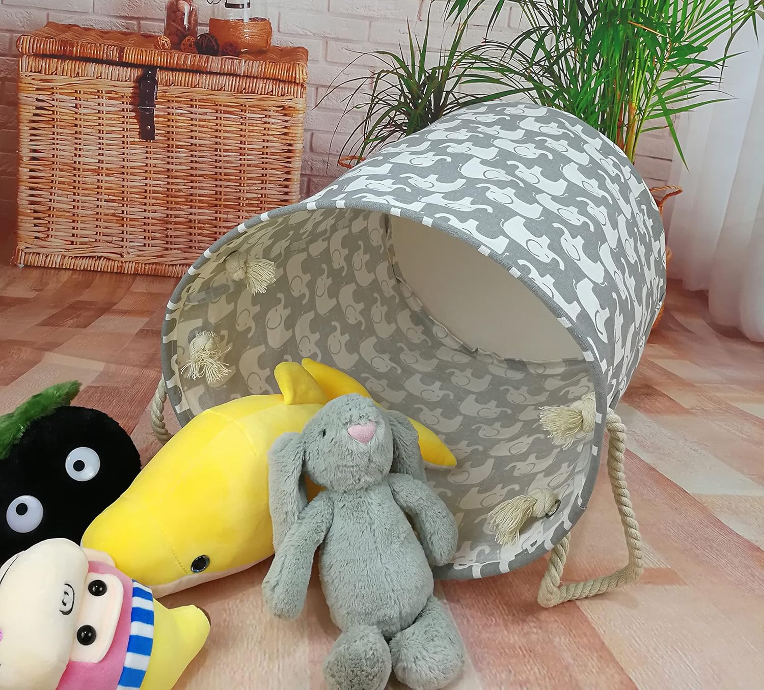 Cesta de ropa sucia de elefante, plegable, impermeable, de lona, para la ropa sucia, linda canasta de dibujos animados para habitación de los niños,