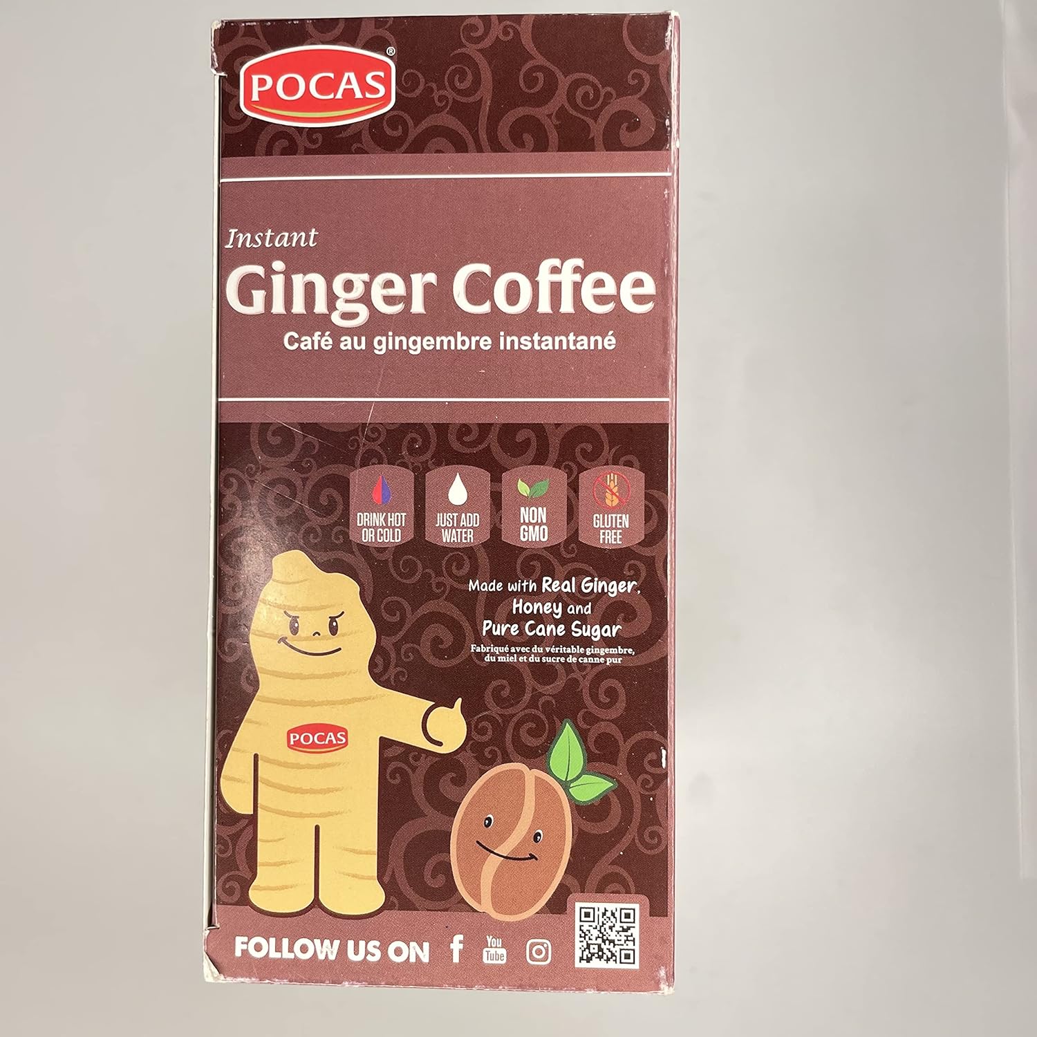 Café instantáneo de jengibre hecho con jengibre real, miel y azúcar de caña pura
