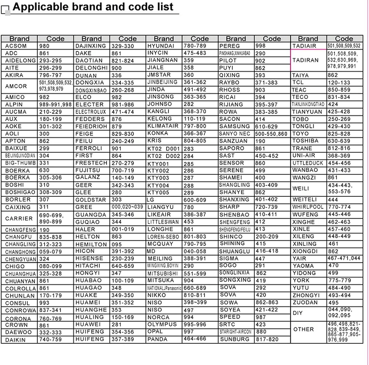 Aire acondicionado universal AC Control remoto LCD controlador de acondicionamiento 1000 en 1 para Mitsubishi Toshiba HITACHI FUJITSU Daewoo LG