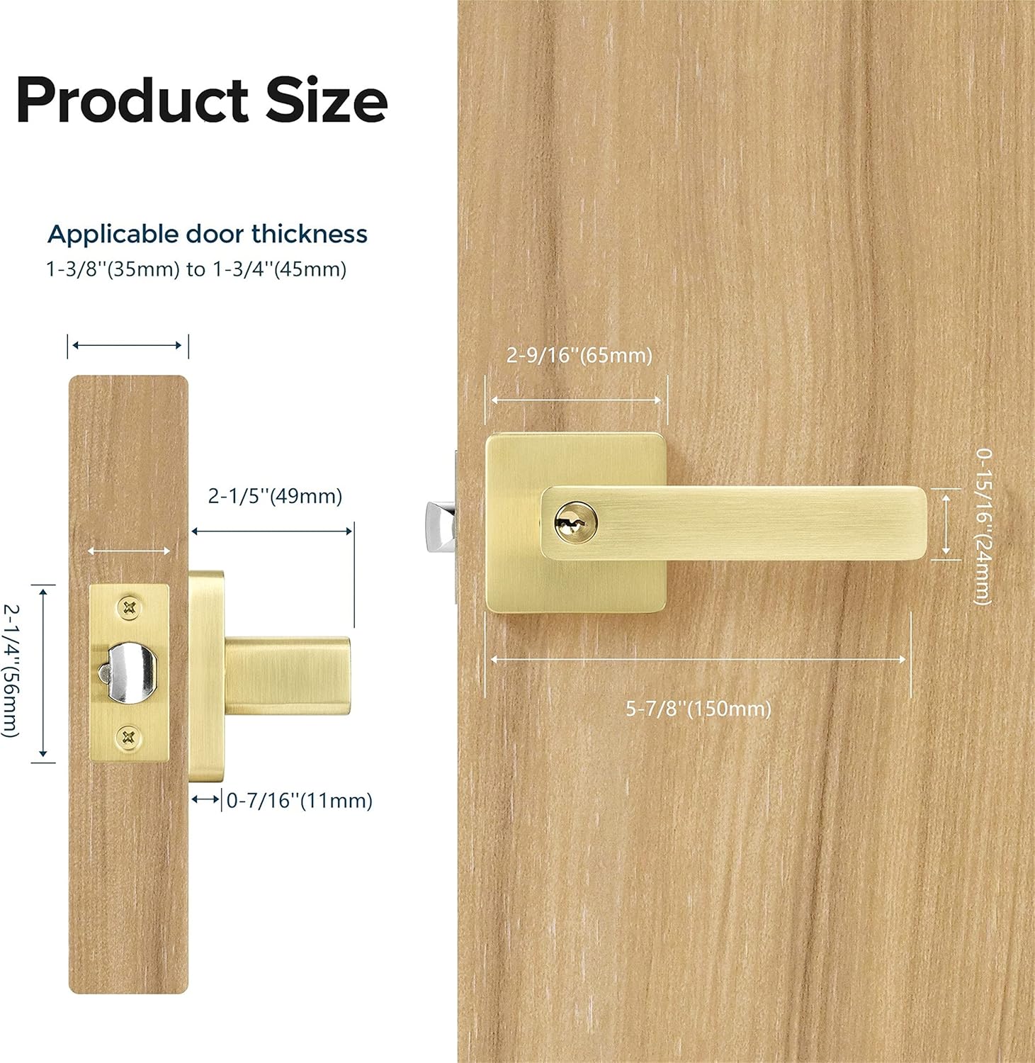 Leydebong Paquete de 10 manijas de puerta doradas, manijas de puerta de entrada con llaves, cerradura de puerta resistente, diseño moderno y