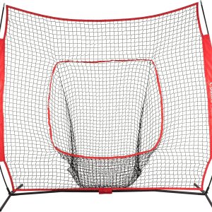 Red de béisbol y sóftbol degradado de 7 x 7 pies para golpear y lanzar, red de práctica de béisbol portátil para batear con bolsa de transporte y Red de béisbol y sóftbol degradado de 7 x 7 pies para golpear y lanzar, red de práctica de béisbol portátil para batear con bolsa de transporte y