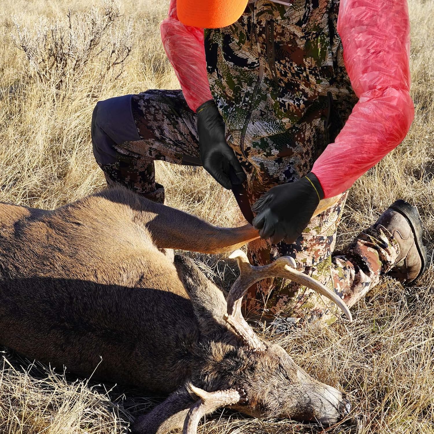 Zhanmai 24 pares de guantes de vestir de campo, guantes de intestino de ciervo, guantes de limpieza de caza, guantes largos de caza y guantes cortos