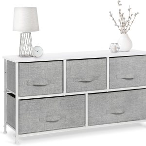 BINO Organizador de tela de 5 cajones, gris claro, unidad organizadora de armario, torre de aparador, cajón de ropa y muebles de tocador, cajón BINO Organizador de tela de 5 cajones, gris claro, unidad organizadora de armario, torre de aparador, cajón de ropa y muebles de tocador, cajón