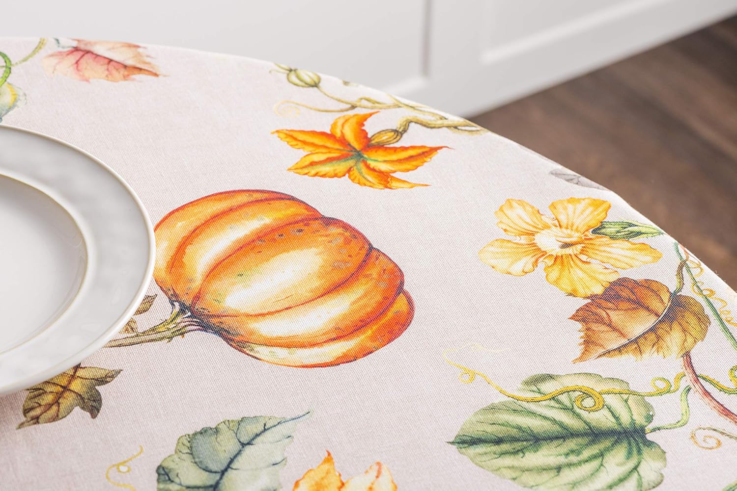 Maison d’ Hermine Mantel 100% algodón para mesas redondas de cocina, comedor, fiestas, bodas, Acción de GraciasNavidad (63 pulgadas de diámetro),