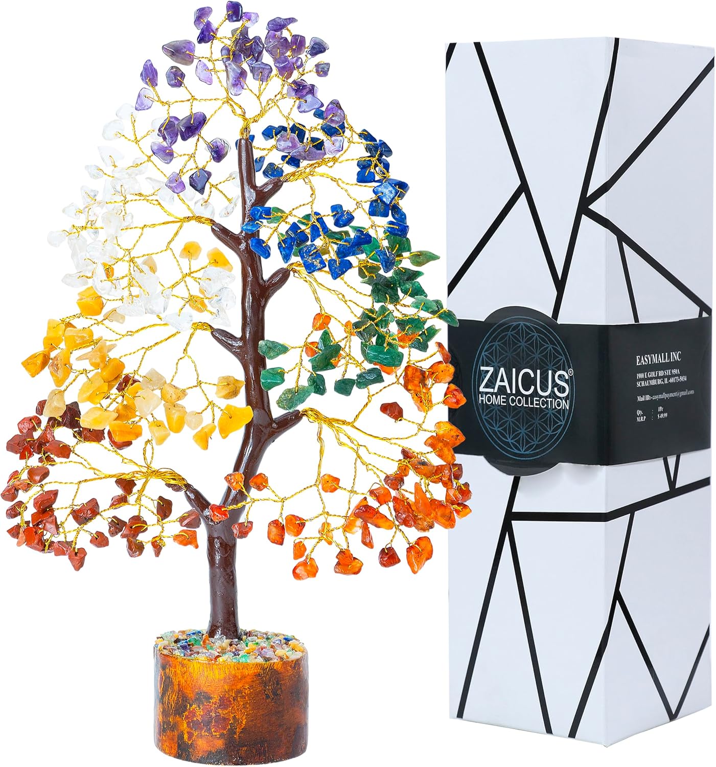 ZAICUS Árbol de los siete chakras, árbol artificial, cristales y piedras curativas, cristales, árbol del dinero, decoración de cristal, cristales
