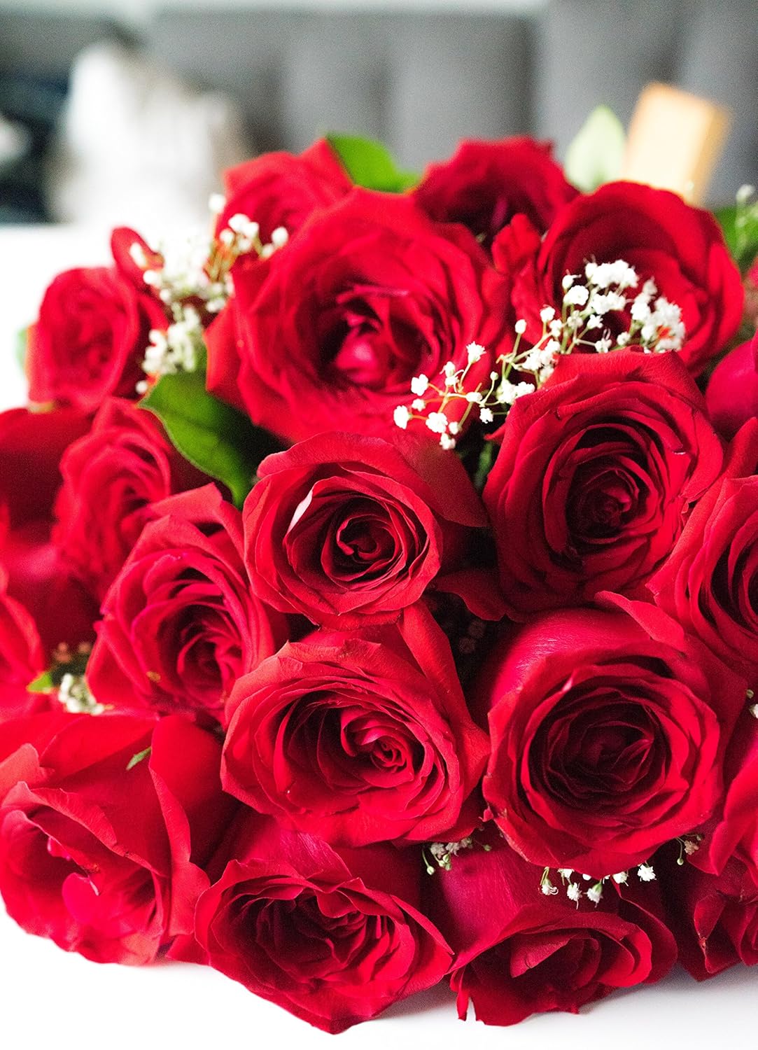From You Flowers – Dos docenas de rosas rojas de tallo largo con jarrón de vidrio (flores frescas), cumpleaños, aniversario, recuperarse,