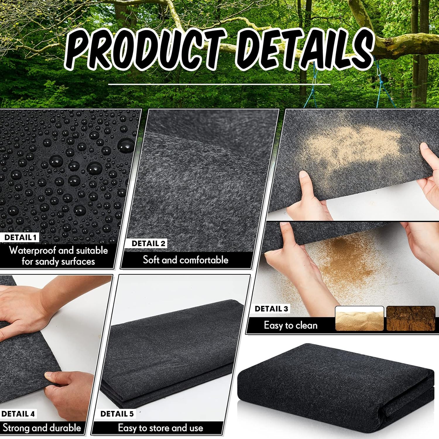 Tapete de almacenamiento para exteriores, impermeable, tapete grueso y suave para muebles de patio, lavable con respaldo antideslizante, cobertizo